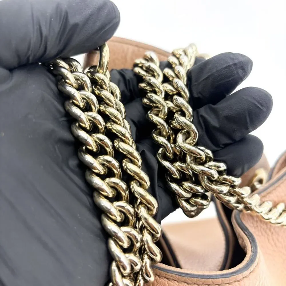 Gucci Soho Interlocking G Chain Shoulder Bag Beige